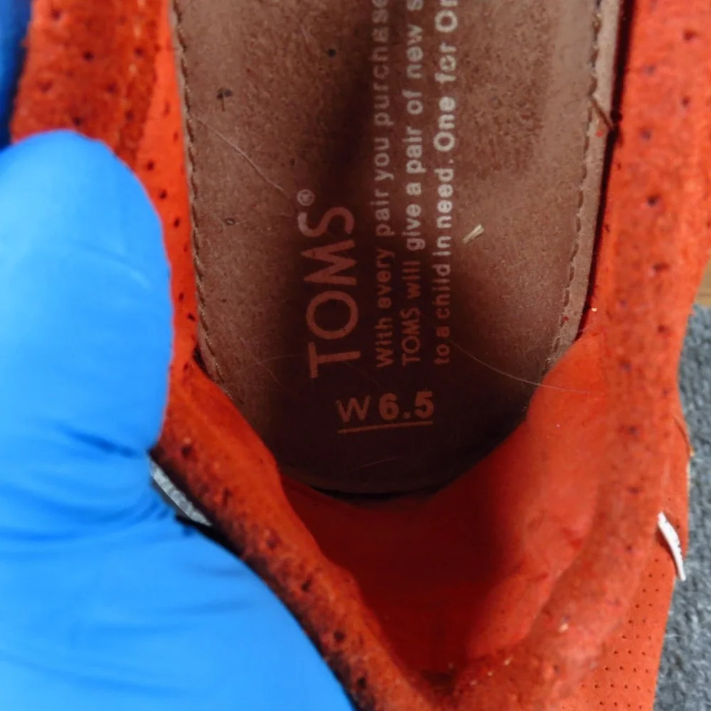 TOMS Perforated Suede Espadrille‎ Women Shoe Size 6.5 Casual Slip On Flat Orange